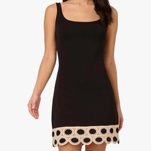 Adrianna Papell Black Chemise with Cream Lace Hem